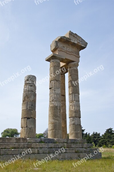 Apollon Temple Acropolis Rhodes Ruins Greece