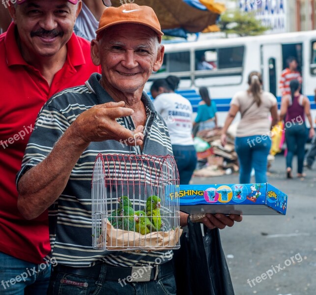 Man Selling Parrots Maracaibo Flea Market