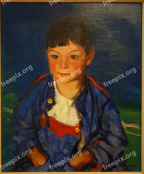 Boy Oil Canvas Museum Exhibit