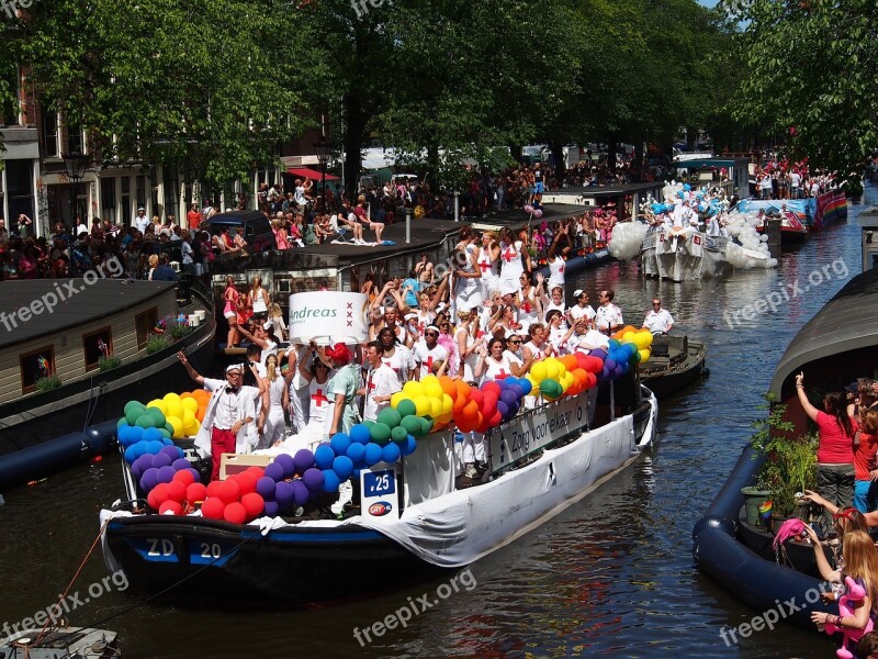 Gay Pride Amsterdam Boat Prinsengracht Netherlands