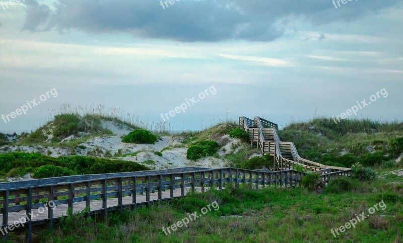 Beach Stairs Boardwalk Nature Dunes