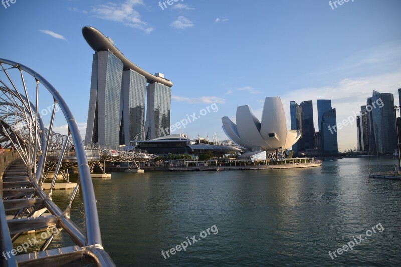 Singapore Helix Bridge Marina Bay Free Photos