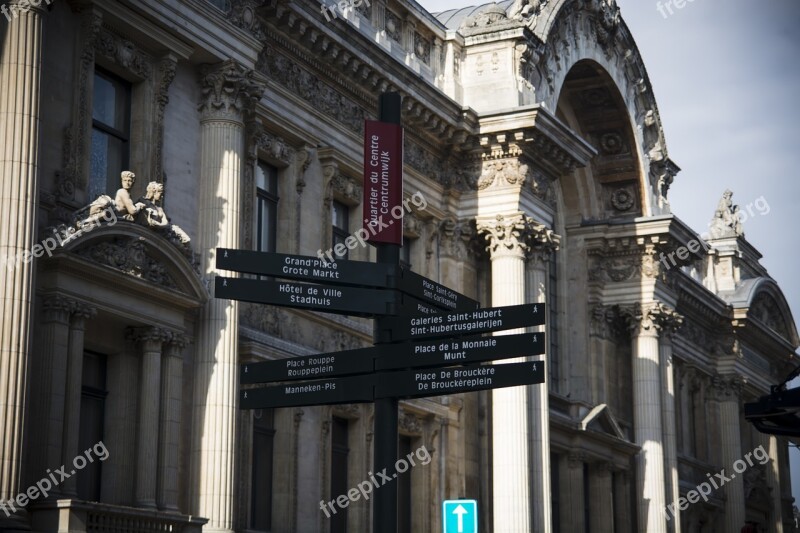 Brussels Belgium Signpost Bruxelles Europe