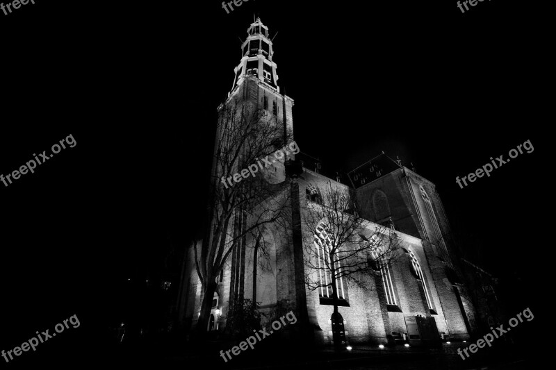 Groningen Church Black White Europe