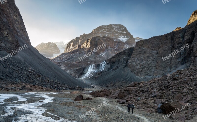 The Andes Mountaineering Dawn Frozen River Valley