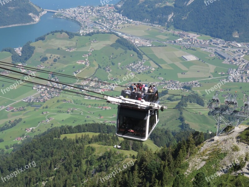 Convertible Mountain Railway Double Decker Stanserhorn Cable Car