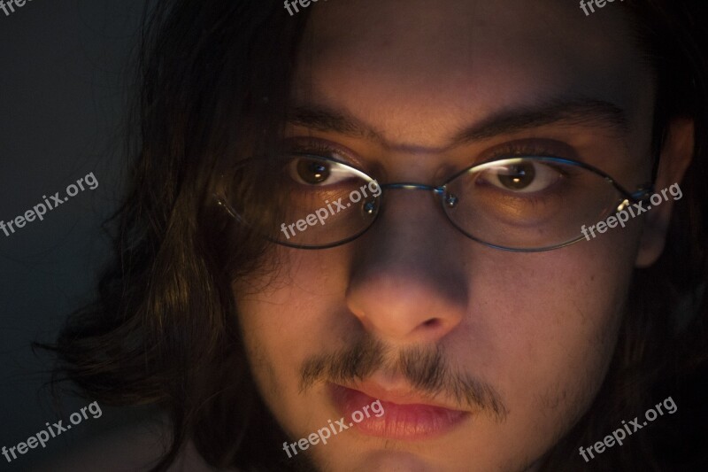 Man Glasses Hair Beard Goatee