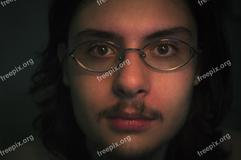 Man Glasses Hair Beard Goatee