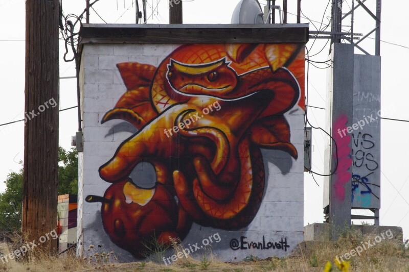 Graffiti Snake Temptation Apple Eden