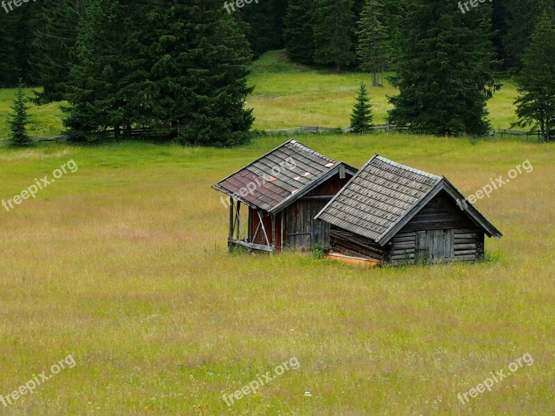 Meadow Haystacks Forest House Alm Free Photos