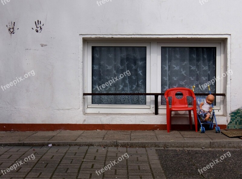 Wall Chair Red Handprint Window