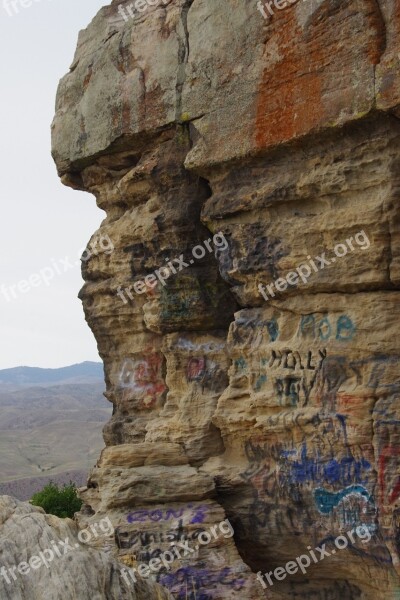 Graffiti Rocks Tags Cliff View