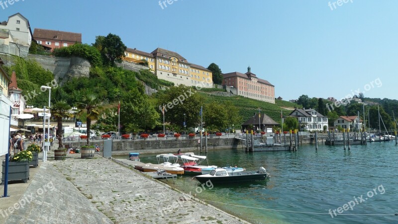 Lake Constance Meersburg Castle Jetty Mirroring