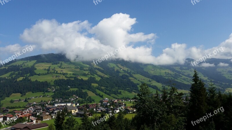 Austria Mountain View Clouds Air