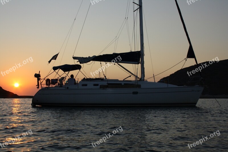 Sailboat Sunset Anchorage Free Photos