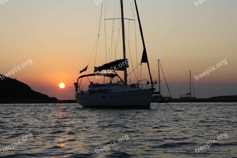 Sailboat Sunset Anchorage Free Photos