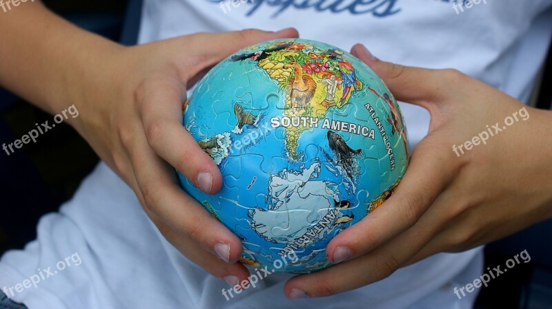 Young People Globe Puzzle Continents Earth