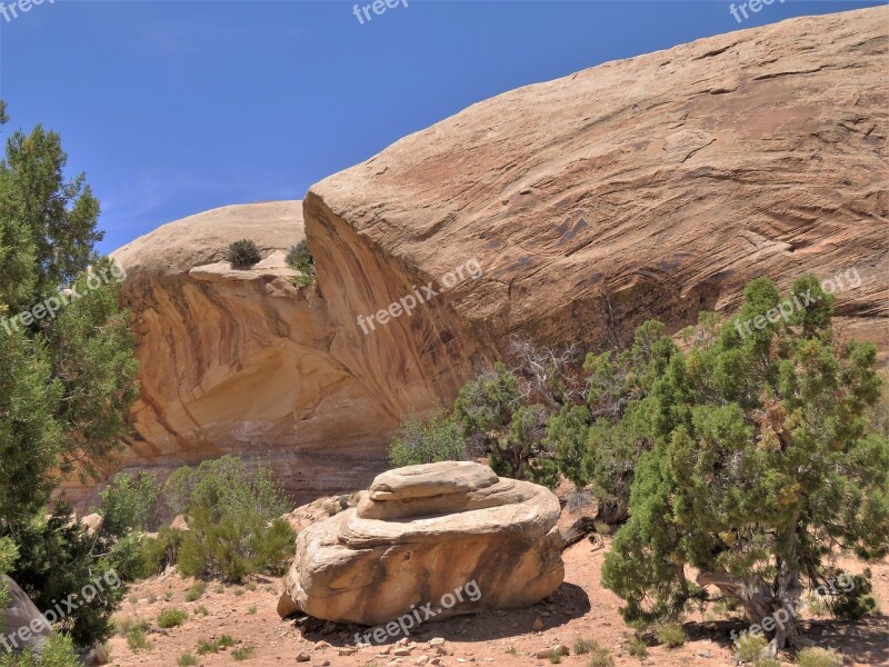 Utah Hiking Rock Formations Red Sandstone Moab