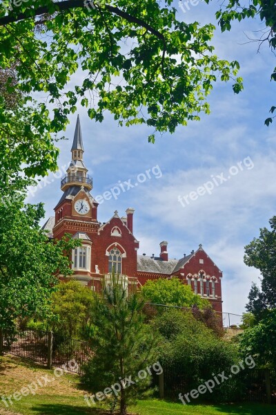 Steeple Brick Red Clock Tower