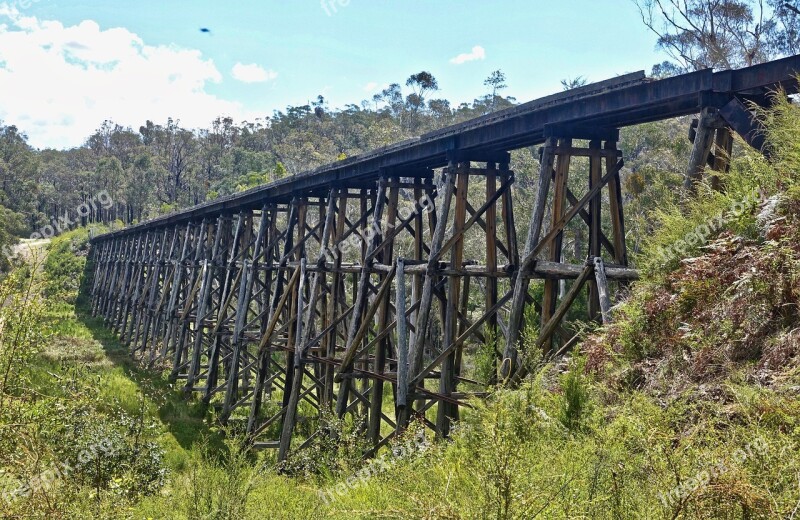 Wooden Architecture Trestle Bridge Structure