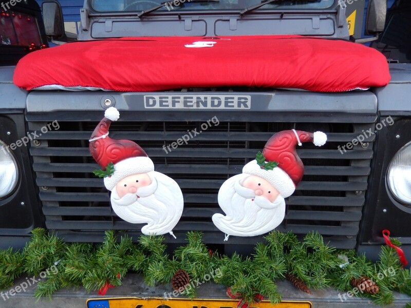 Land Rover Christmas Santa Claus Car Decoration Free Photos