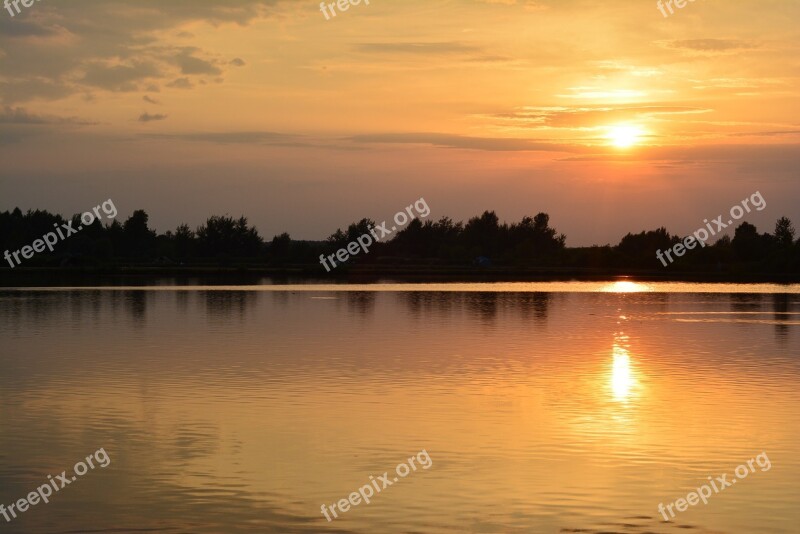 Sunset The Sun Lake Sky West