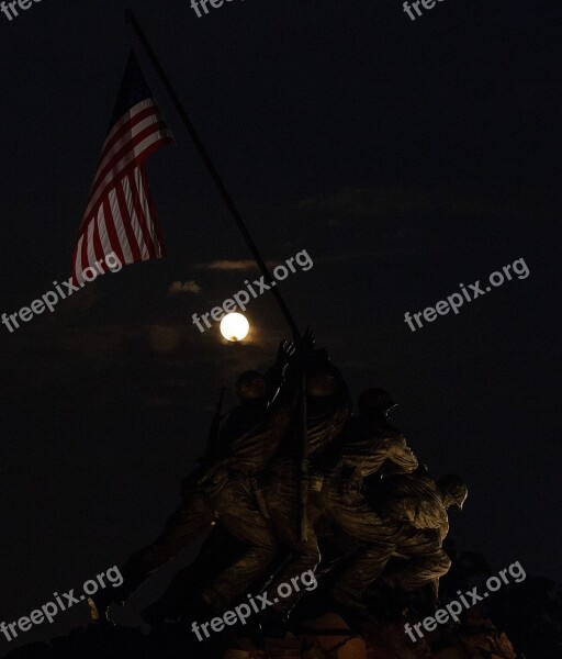 Supermoon War Memorial Marine Corps Night Sky