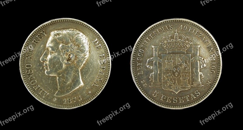 Pesetas Alfonso Xii Spain Coin Money