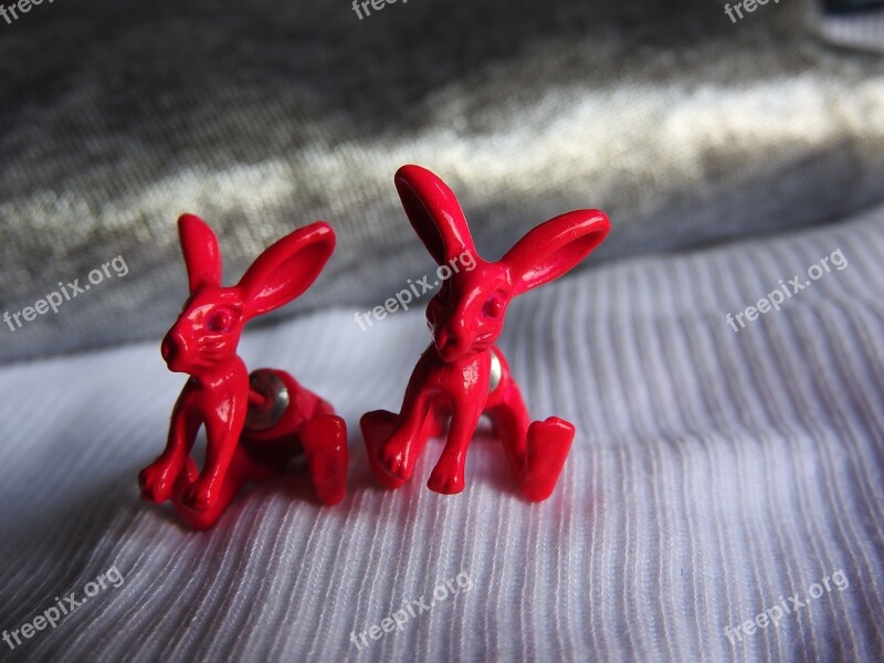 Earrings Rabbits Pink Jewelry Free Photos