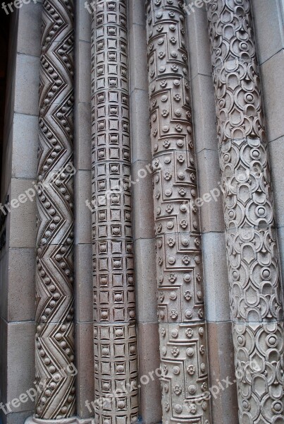 Columns Engraving Architecture Ornate Design