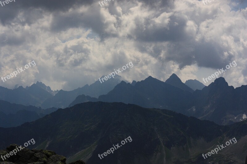 Mountains Tatry Panorama From świnica Dolina Pięciu Stawów Polskich The High Tatras