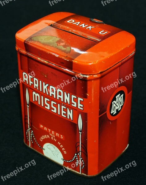 Afrikaanse Missien Collecting Box Can Tin Box