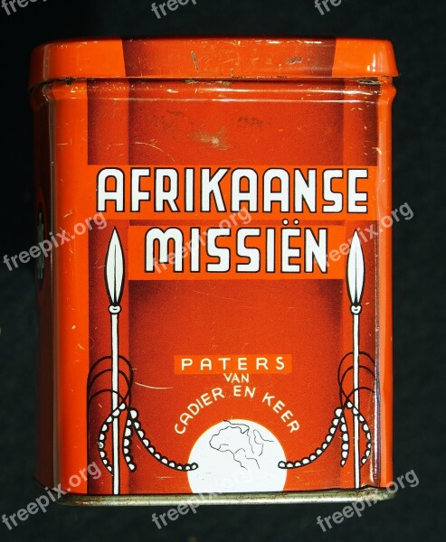 Afrikaanse Missien Collecting Box Can Tin Box