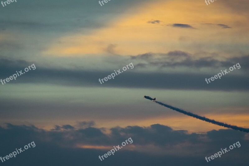 Plane Contrail Vapor Trail Clouds Sky