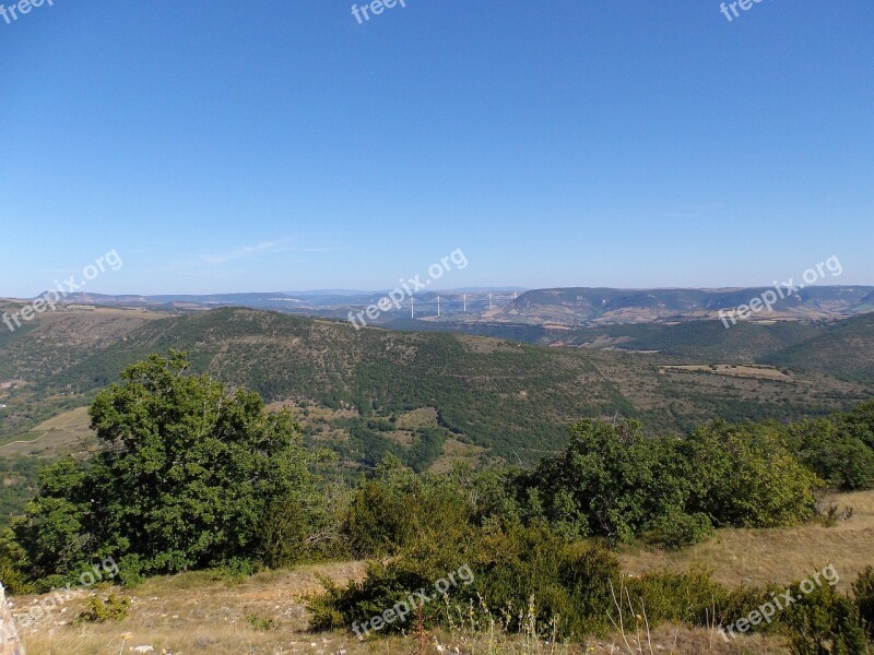 Aire De Montjaux Landscape Viaduc De Millau View Valley