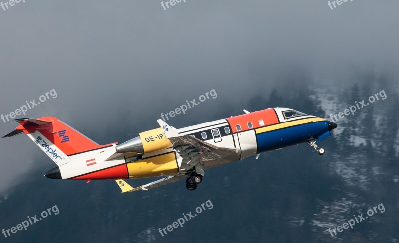 Canadair Challenger Aircraft Departing Innsbruck