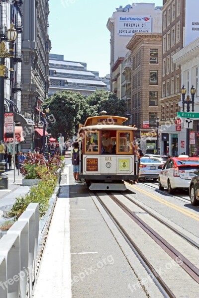 Tram San Fransisco Usa City Street