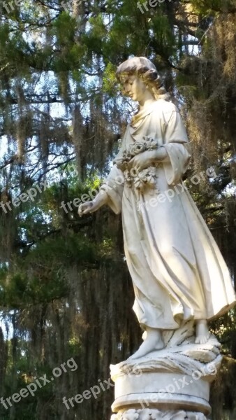 Grave Stone Cemetery Graveyard Angel Stone Statue