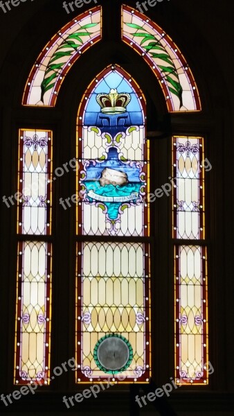 Jewish Temple Window Glass Stained