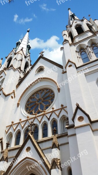 Church Savannah Cathedral White Blue