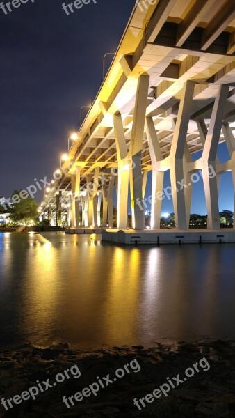 Singapore Night Architecture Landmark Marina