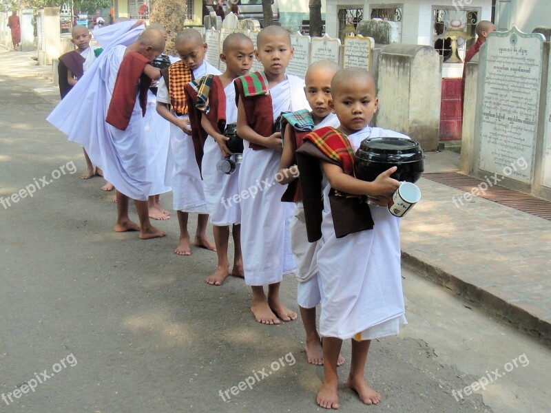 Mandalay Myanmar Monks Children Boys