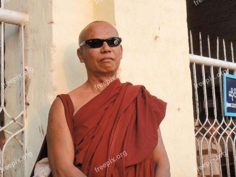 Monk Religion Buddhism Faithful Myanmar