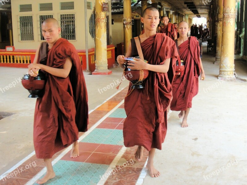 Monk Religion Buddhism Faithful Myanmar