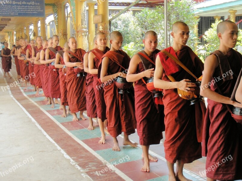 Monk Religion Buddhism Faithful Myanmar