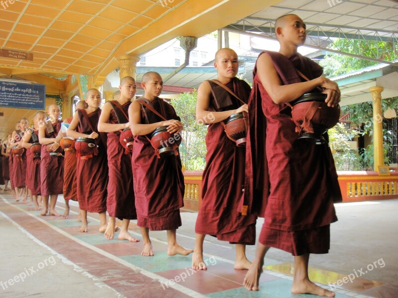 Monk Religion Buddhism Faithful Myanmar