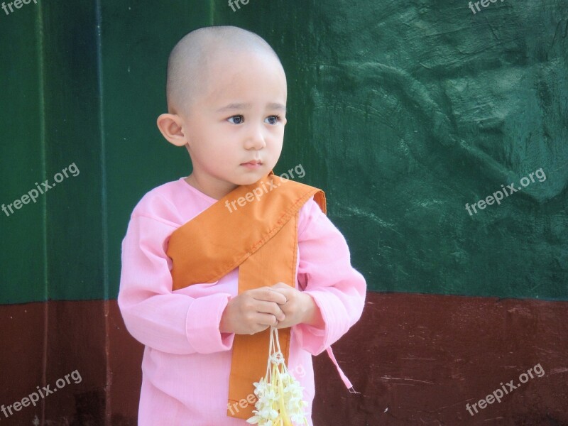 Child Myanmar Burma Monk Sweet