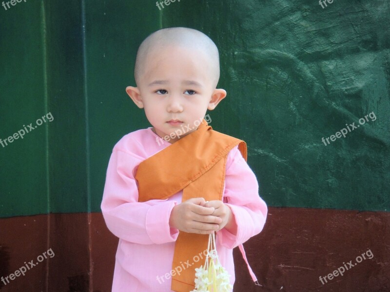 Child Myanmar Burma Monk Sweet