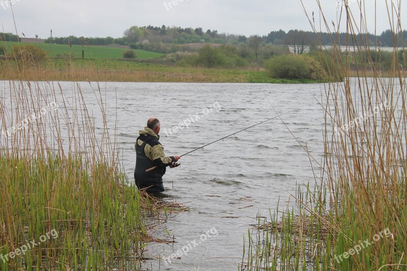 Angler Fishing Natural Water Lake