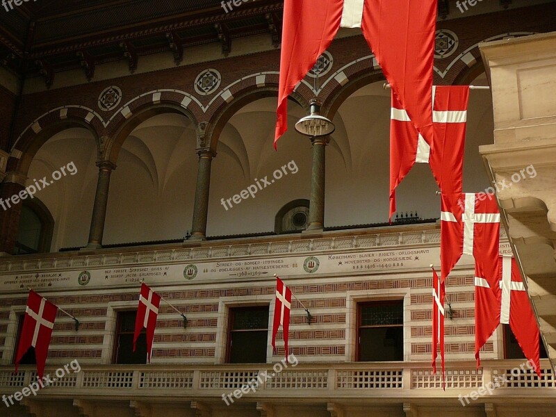 Copenhagen Town Hall Flags Denmark Free Photos